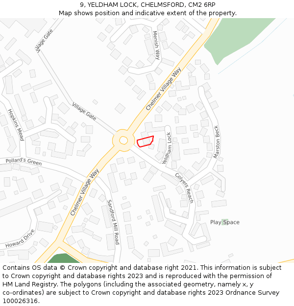 9, YELDHAM LOCK, CHELMSFORD, CM2 6RP: Location map and indicative extent of plot