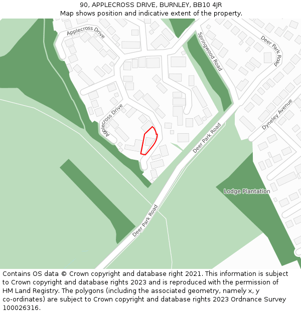 90, APPLECROSS DRIVE, BURNLEY, BB10 4JR: Location map and indicative extent of plot