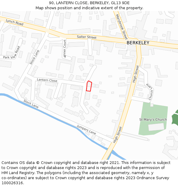 90, LANTERN CLOSE, BERKELEY, GL13 9DE: Location map and indicative extent of plot