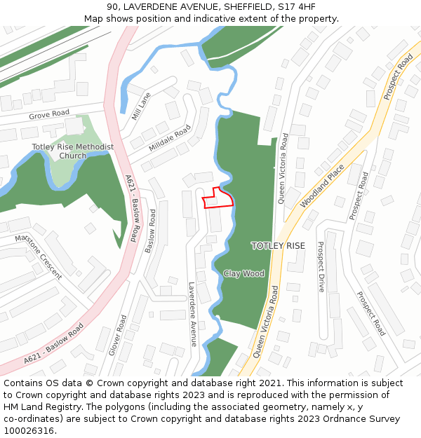 90, LAVERDENE AVENUE, SHEFFIELD, S17 4HF: Location map and indicative extent of plot