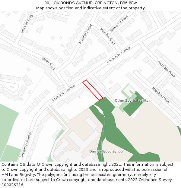 90, LOVIBONDS AVENUE, ORPINGTON, BR6 8EW: Location map and indicative extent of plot