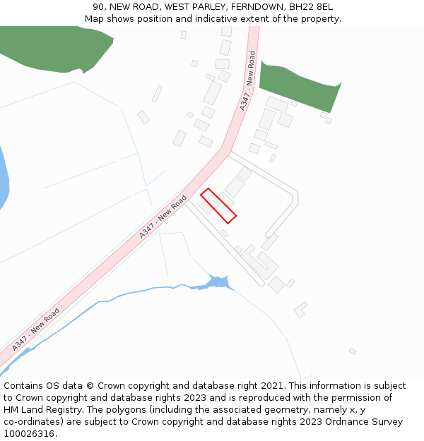 90, NEW ROAD, WEST PARLEY, FERNDOWN, BH22 8EL: Location map and indicative extent of plot