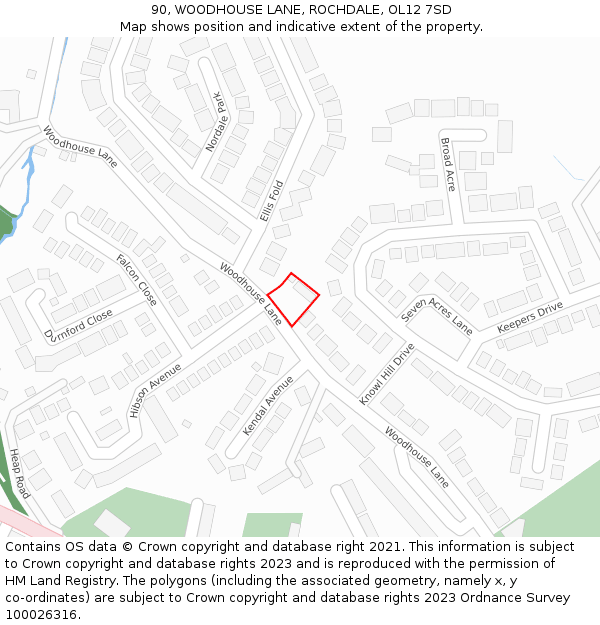 90, WOODHOUSE LANE, ROCHDALE, OL12 7SD: Location map and indicative extent of plot