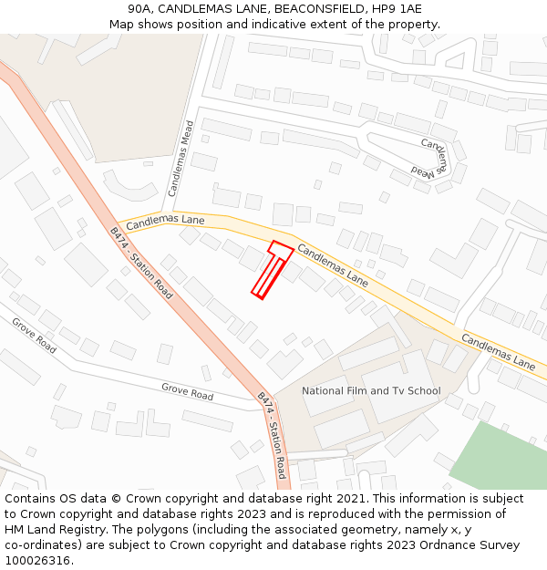 90A, CANDLEMAS LANE, BEACONSFIELD, HP9 1AE: Location map and indicative extent of plot