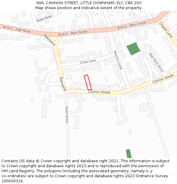 90A, CANNON STREET, LITTLE DOWNHAM, ELY, CB6 2SS: Location map and indicative extent of plot