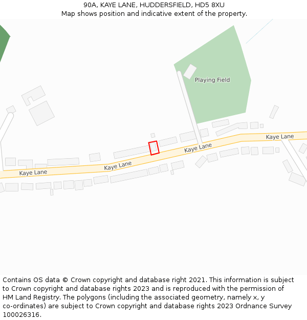 90A, KAYE LANE, HUDDERSFIELD, HD5 8XU: Location map and indicative extent of plot