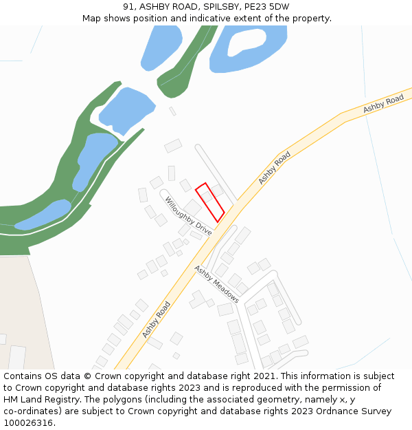 91, ASHBY ROAD, SPILSBY, PE23 5DW: Location map and indicative extent of plot