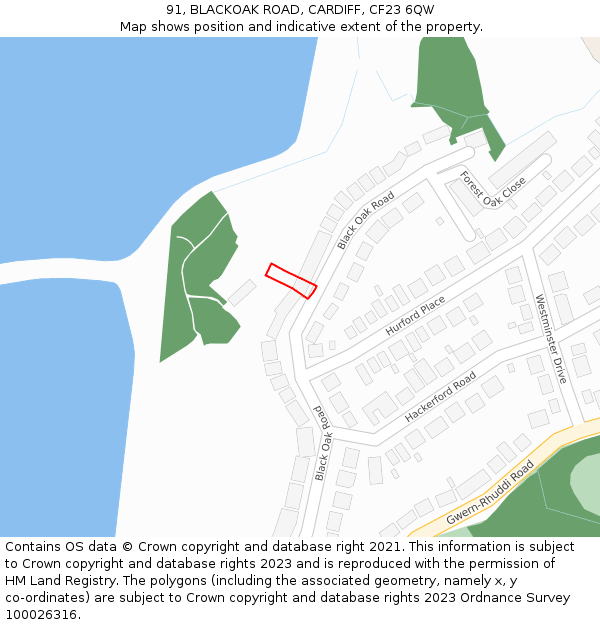 91, BLACKOAK ROAD, CARDIFF, CF23 6QW: Location map and indicative extent of plot