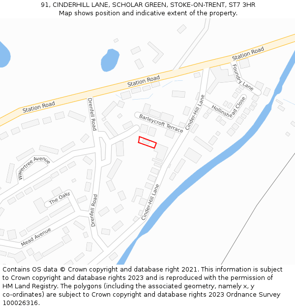 91, CINDERHILL LANE, SCHOLAR GREEN, STOKE-ON-TRENT, ST7 3HR: Location map and indicative extent of plot