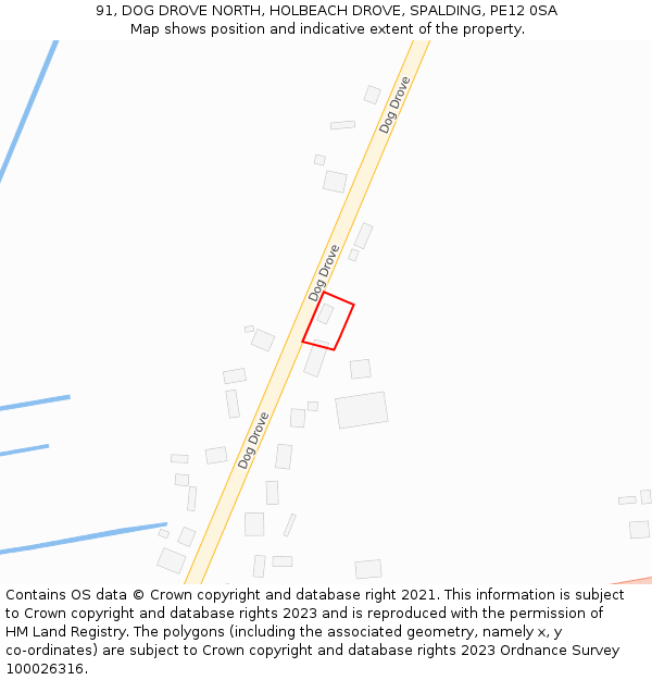 91, DOG DROVE NORTH, HOLBEACH DROVE, SPALDING, PE12 0SA: Location map and indicative extent of plot