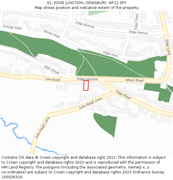 91, EDGE JUNCTION, DEWSBURY, WF12 0PY: Location map and indicative extent of plot
