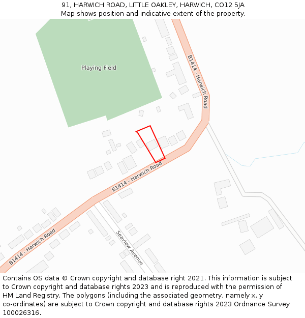 91, HARWICH ROAD, LITTLE OAKLEY, HARWICH, CO12 5JA: Location map and indicative extent of plot