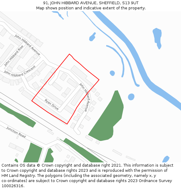 91, JOHN HIBBARD AVENUE, SHEFFIELD, S13 9UT: Location map and indicative extent of plot