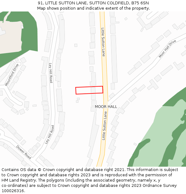 91, LITTLE SUTTON LANE, SUTTON COLDFIELD, B75 6SN: Location map and indicative extent of plot