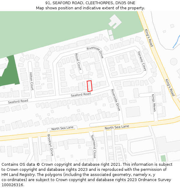 91, SEAFORD ROAD, CLEETHORPES, DN35 0NE: Location map and indicative extent of plot