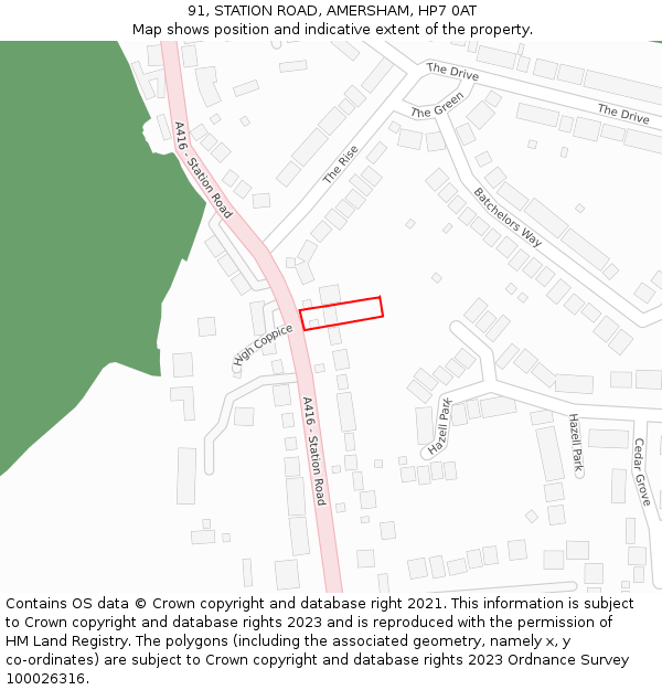 91, STATION ROAD, AMERSHAM, HP7 0AT: Location map and indicative extent of plot