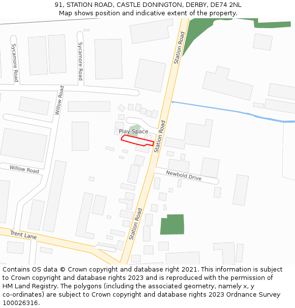 91, STATION ROAD, CASTLE DONINGTON, DERBY, DE74 2NL: Location map and indicative extent of plot