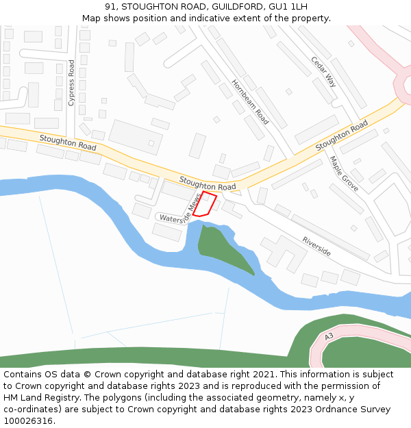 91, STOUGHTON ROAD, GUILDFORD, GU1 1LH: Location map and indicative extent of plot