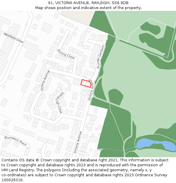 91, VICTORIA AVENUE, RAYLEIGH, SS6 9DB: Location map and indicative extent of plot