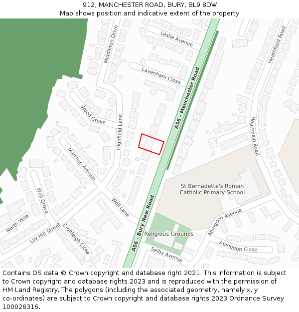 912, MANCHESTER ROAD, BURY, BL9 8DW: Location map and indicative extent of plot
