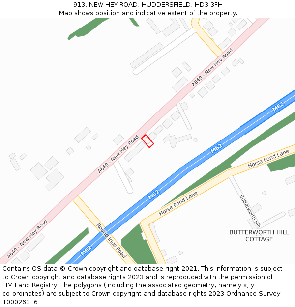 913, NEW HEY ROAD, HUDDERSFIELD, HD3 3FH: Location map and indicative extent of plot