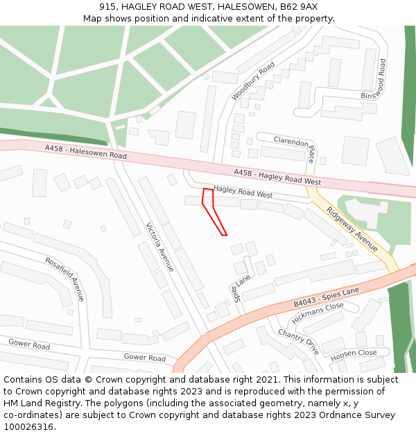 915, HAGLEY ROAD WEST, HALESOWEN, B62 9AX: Location map and indicative extent of plot