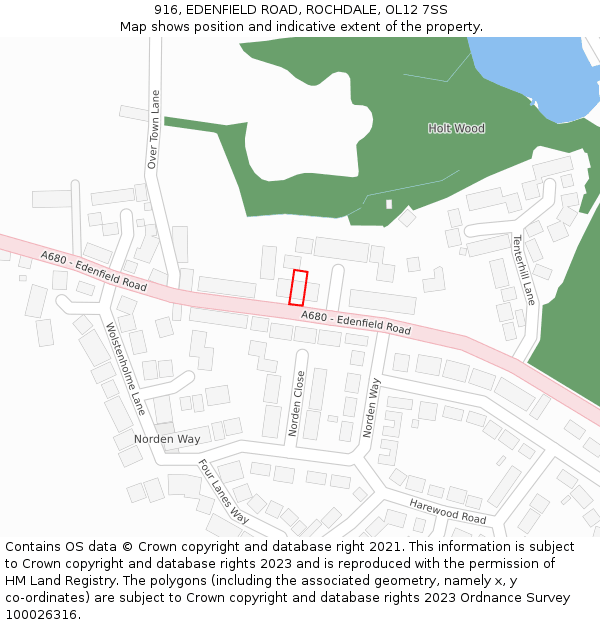 916, EDENFIELD ROAD, ROCHDALE, OL12 7SS: Location map and indicative extent of plot