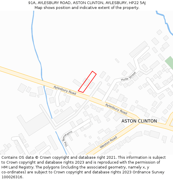91A, AYLESBURY ROAD, ASTON CLINTON, AYLESBURY, HP22 5AJ: Location map and indicative extent of plot