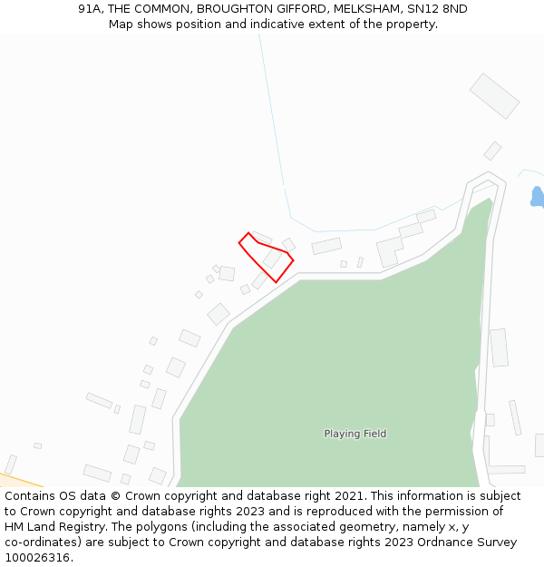 91A, THE COMMON, BROUGHTON GIFFORD, MELKSHAM, SN12 8ND: Location map and indicative extent of plot