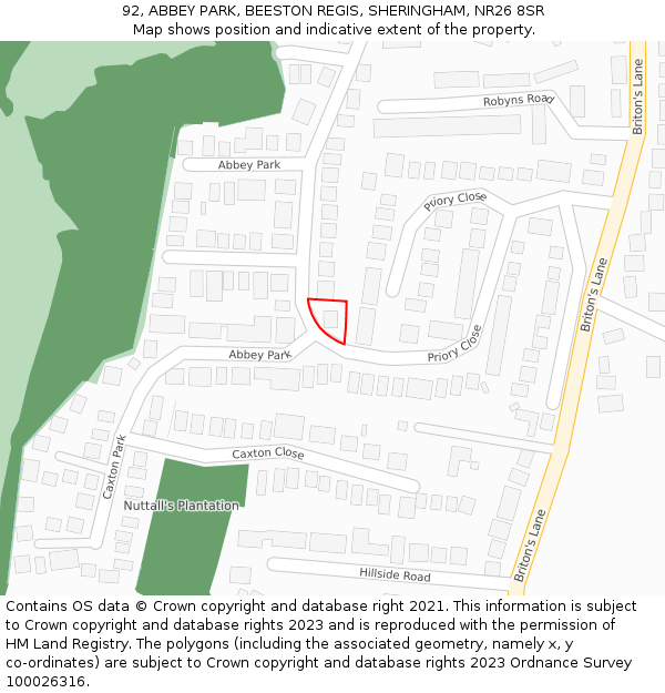 92, ABBEY PARK, BEESTON REGIS, SHERINGHAM, NR26 8SR: Location map and indicative extent of plot