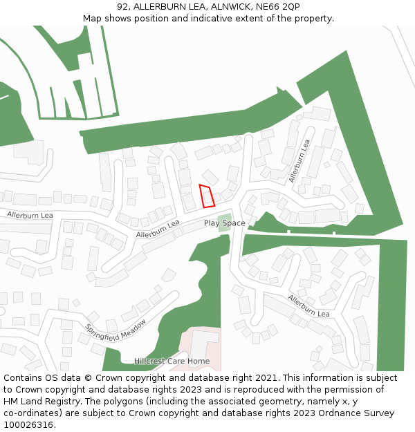 92, ALLERBURN LEA, ALNWICK, NE66 2QP: Location map and indicative extent of plot