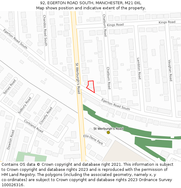 92, EGERTON ROAD SOUTH, MANCHESTER, M21 0XL: Location map and indicative extent of plot
