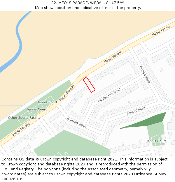 92, MEOLS PARADE, WIRRAL, CH47 5AY: Location map and indicative extent of plot