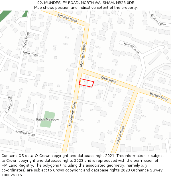 92, MUNDESLEY ROAD, NORTH WALSHAM, NR28 0DB: Location map and indicative extent of plot