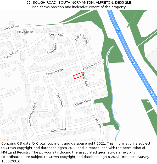 92, SOUGH ROAD, SOUTH NORMANTON, ALFRETON, DE55 2LE: Location map and indicative extent of plot