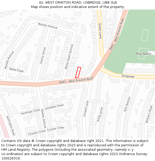 92, WEST DRAYTON ROAD, UXBRIDGE, UB8 3LB: Location map and indicative extent of plot
