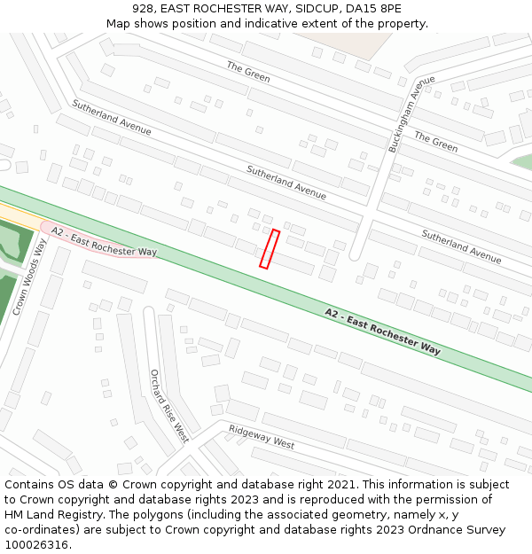 928, EAST ROCHESTER WAY, SIDCUP, DA15 8PE: Location map and indicative extent of plot