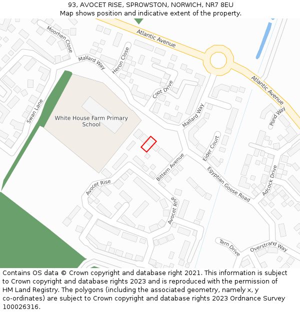 93, AVOCET RISE, SPROWSTON, NORWICH, NR7 8EU: Location map and indicative extent of plot