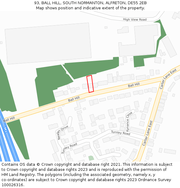 93, BALL HILL, SOUTH NORMANTON, ALFRETON, DE55 2EB: Location map and indicative extent of plot