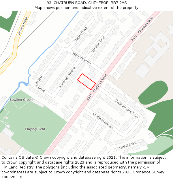 93, CHATBURN ROAD, CLITHEROE, BB7 2AS: Location map and indicative extent of plot
