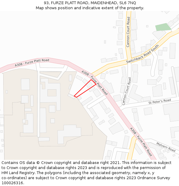 93, FURZE PLATT ROAD, MAIDENHEAD, SL6 7NQ: Location map and indicative extent of plot