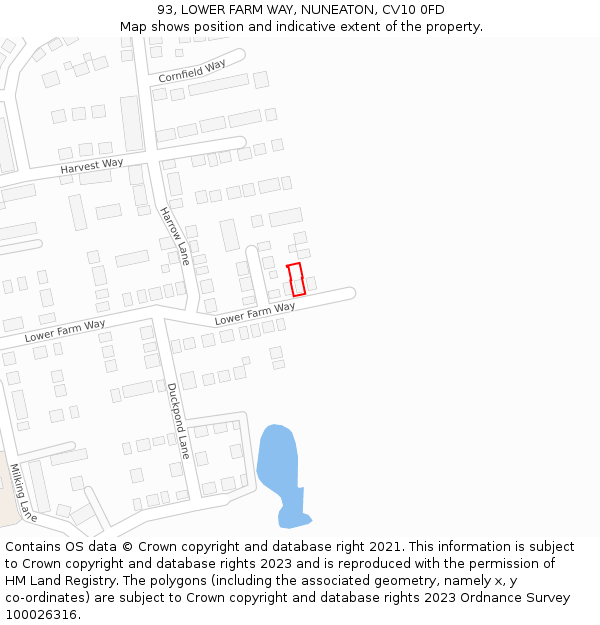 93, LOWER FARM WAY, NUNEATON, CV10 0FD: Location map and indicative extent of plot
