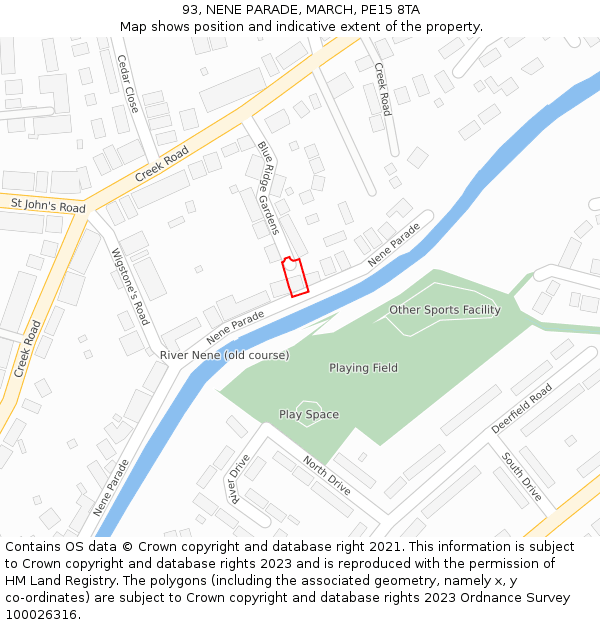 93, NENE PARADE, MARCH, PE15 8TA: Location map and indicative extent of plot