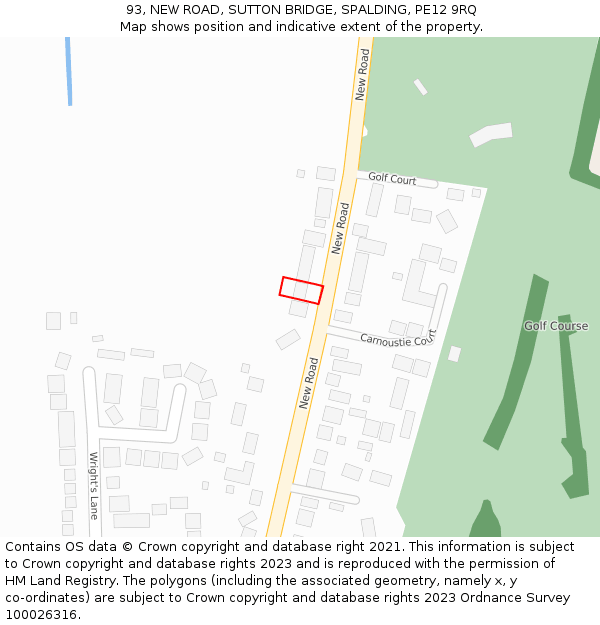 93, NEW ROAD, SUTTON BRIDGE, SPALDING, PE12 9RQ: Location map and indicative extent of plot