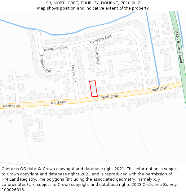 93, NORTHORPE, THURLBY, BOURNE, PE10 0HZ: Location map and indicative extent of plot