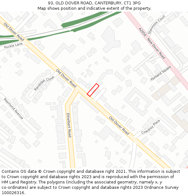 93, OLD DOVER ROAD, CANTERBURY, CT1 3PG: Location map and indicative extent of plot