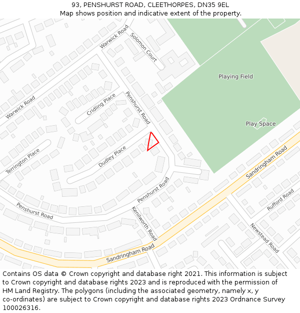 93, PENSHURST ROAD, CLEETHORPES, DN35 9EL: Location map and indicative extent of plot