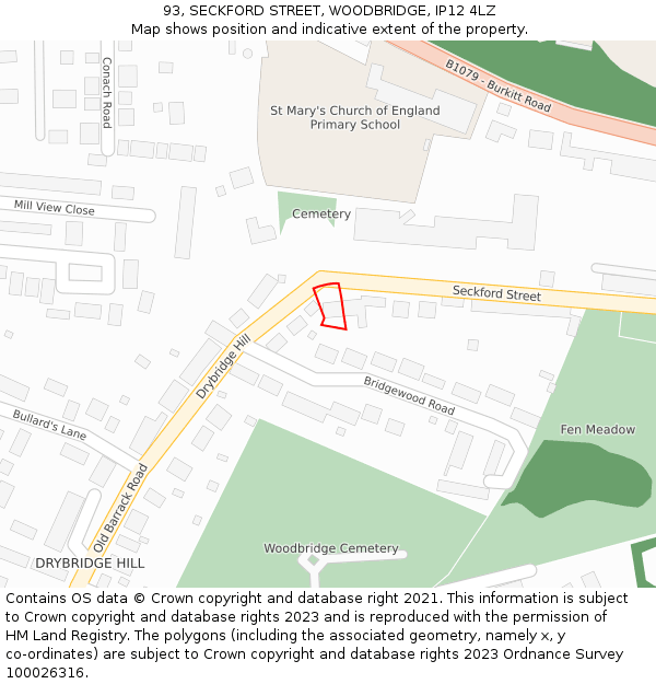 93, SECKFORD STREET, WOODBRIDGE, IP12 4LZ: Location map and indicative extent of plot