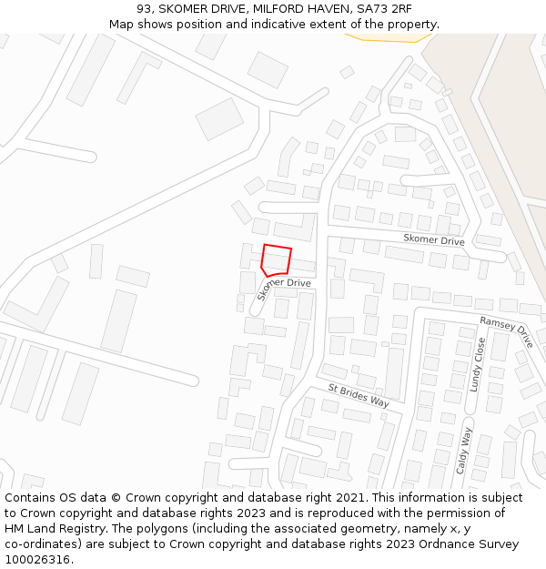 93, SKOMER DRIVE, MILFORD HAVEN, SA73 2RF: Location map and indicative extent of plot