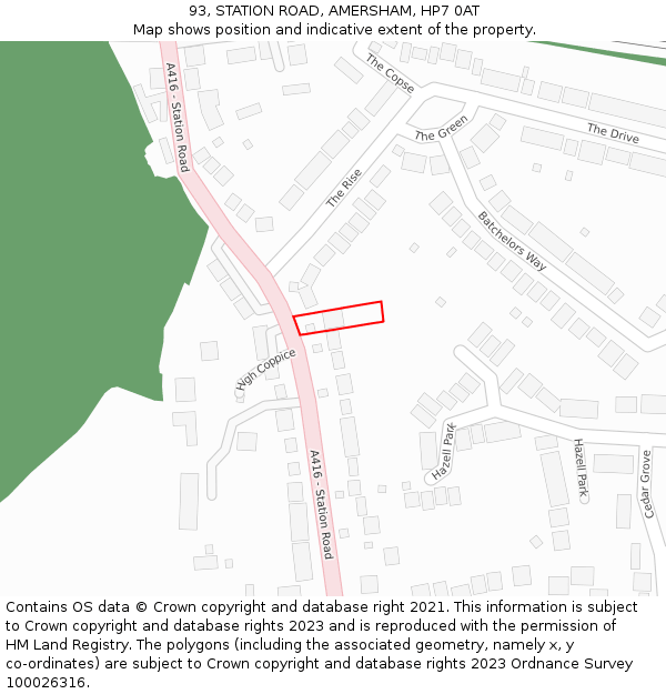 93, STATION ROAD, AMERSHAM, HP7 0AT: Location map and indicative extent of plot